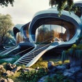 modern and futuristic organic architecture concept, generative AI