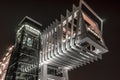 Modern Futuristic Pedestrian Bridge over the Dubai Water Channel at Night