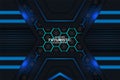 Modern Futuristic Realistic Overlapped Hexagon Symmetry Blue Background with Glow in The Dark Effect