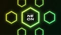 Modern Futuristic Sci-Fi Background with Glowing Hexagon Neon Shapes in Green and Yellow with Halftone Style