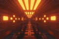 Modern futuristic Sci Fi space station. realistic dark corridor Royalty Free Stock Photo