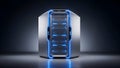Server Rack Data Center, Modern Futuristic Design, Blue Lights Royalty Free Stock Photo