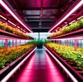 Modern futurustic high tech vertical farm using hydroponics