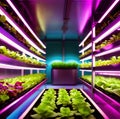 Modern futurustic high tech vertical farm using hydroponics