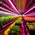 Modern futurustic high tech vertical farm using hydroponics