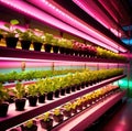 Modern futurustic high tech vertical farm using hydroponics