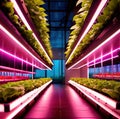 Modern futurustic high tech vertical farm using hydroponics