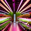 Modern futurustic high tech vertical farm using hydroponics