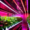 Modern futurustic high tech vertical farm using hydroponics