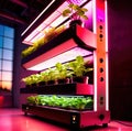 Modern futurustic high tech vertical farm using hydroponics