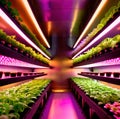 Modern futurustic high tech vertical farm using hydroponics