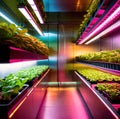 Modern futurustic high tech vertical farm using hydroponics