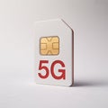 Modern 5G SIM Card with Red Inlay for High Speed Mobile Network Access and Data Transmission on White Royalty Free Stock Photo