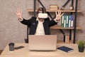 Modern gadget. Business implement modern technology. Virtual work space. Businessman explore virtual reality. Interact Royalty Free Stock Photo