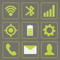 Modern gadget icons. Mobile icon set. Green and gr