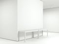 Modern gallery with two empty tables. 3d rendering