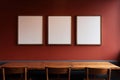 Modern Gallery Wall with Empty Frames in a Cozy Restaurant. Generative ai