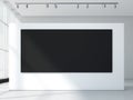 Modern gallery with white wall and black canvas. 3d rendering Royalty Free Stock Photo