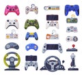 Modern Game Console Controllers Collection, Video Game Players Accessory Devices Cartoon Vector Illustration