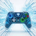 Modern gaming controller with vibrant neon lighting and wireless connectivity Royalty Free Stock Photo
