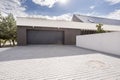 Modern garage with big driveway Royalty Free Stock Photo