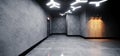 Modern Garage Cement Asphalt Reflective Floor Warm Spotlights Realistic Background Warehouse Empty Space Concrete Room Led Litght Royalty Free Stock Photo