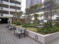 Modern garden in neighborhood of Odaiba marine park, Tokyo 2016