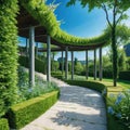 modern garden with pergoland