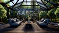 Modern garden room design with furniture