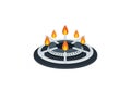 Modern gas fire pit with five flames Royalty Free Stock Photo