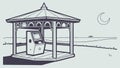 Modern Gazebo with Interactive Screen Inside, vector design Generative AI Royalty Free Stock Photo