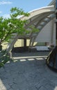 Modern gazebo interior 3D illustration