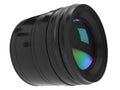 Modern generic black photo camera lens - closeup shot