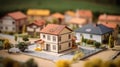 Modern generic contemporary style residential area miniature model with tilt-shift focus technique