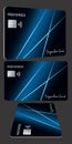 A modern, generic, mock credit card, or debit card, is labeled as a card for preferred clients and as a signature card
