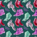 Modern gentlemen`s boots collection: cap toe, split toe, plain toe and wingtip in bright neon colors
