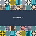 Modern geometric abstract background with text. the geometrical texture with colorist shapes, yellow, blue, cream, pink. vector,