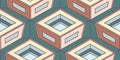 modern geometric background featuring interlocking three dimensional cubes in retro style teal and peach colors Royalty Free Stock Photo