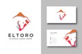 Modern geometric bull logo icon vector template and business card