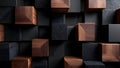 Abstract 3D Blocks: Wood, textured dark cubes create a visually stunning arrangement Royalty Free Stock Photo
