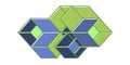 Modern Geometric Cube Design Featuring Abstract Three Dimensional Isometric Pattern in Blue and Green Royalty Free Stock Photo
