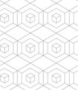 MODERN GEOMETRIC CUBIC SEAMLESS VECTOR PATTERN. CROSSING LINEAR MESH MONOCHROME TEXTURE. HEXAGON POLYGON BACKGROUND Royalty Free Stock Photo