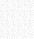 MODERN GEOMETRIC CUBIC SEAMLESS VECTOR PATTERN. CROSSING LINEAR MESH MONOCHROME TEXTURE. HEXAGON POLYGON BACKGROUND Royalty Free Stock Photo