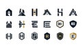 Modern Geometric H and E Letter Logo Designs Collection Royalty Free Stock Photo