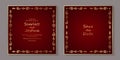 Design or card templates with golden borders on a red background Royalty Free Stock Photo