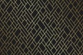 Modern geometric pattern with gold grid, stripes and lines, abstract black and gold background, luxury design
