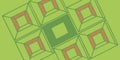 Modern geometric pattern with green and terracotta isometric nested squares and abstract cube structures for background Royalty Free Stock Photo