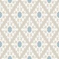 Vintage wallpaper. Modern geometric pattern, inspired by old wallpapers. Nice retro colors - grey beige and calm blue. Royalty Free Stock Photo