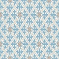 Vintage wallpaper. Modern geometric pattern, inspired by old wallpapers. Nice retro colors - grey beige and calm blue. Royalty Free Stock Photo