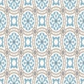 Vintage wallpaper. Modern geometric pattern, inspired by old wallpapers. Nice retro colors - grey beige and calm blue. Royalty Free Stock Photo